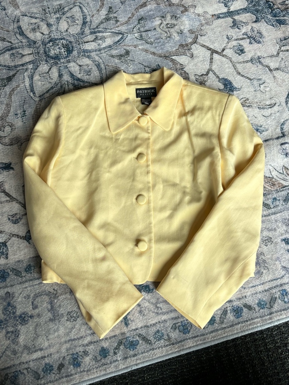 Yellow Women's Cropped Button Jacket